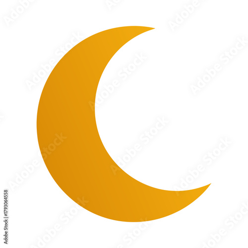 Simple orange crescent moon symbol on a white background
