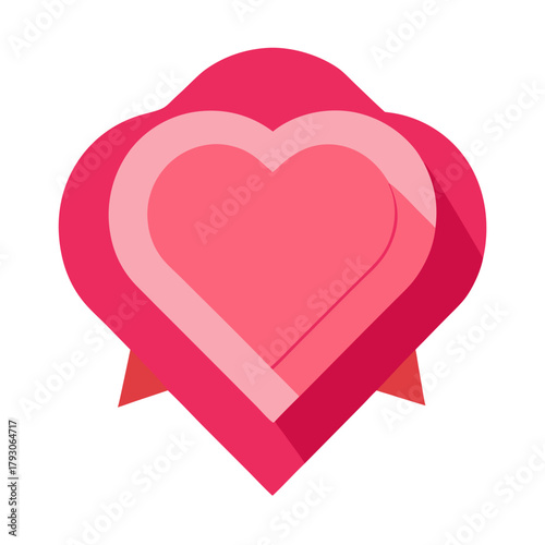Layered pink heart shape with ribbon detail