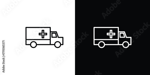 Ambulance icon outline and linear vector. outline icon and illustration