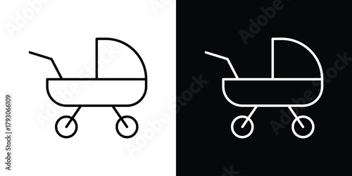 Baby carriage icon outline and linear vector. outline icon and illustration