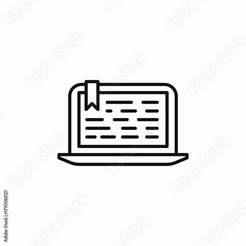 laptop text bookmark icon sign vector