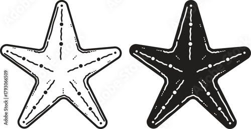 vector illustration of a starfish - black and white , perfect for beach-themed art, logos, and decoration