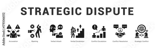 Strategic Dispute Modern and clean web banner illustration featuring thematic icons for visual communication