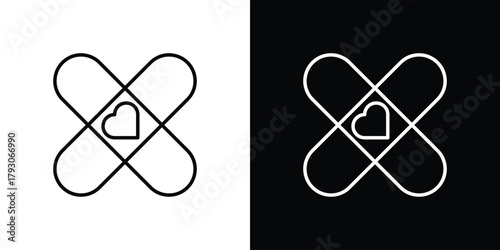 Band aid icon outline and linear vector. outline icon and illustration