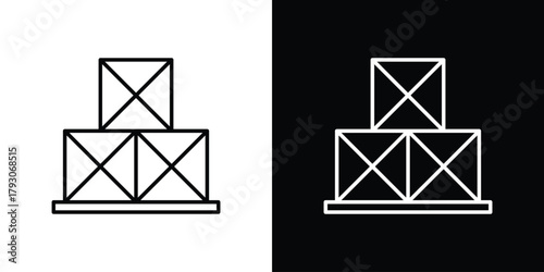 Boxes icon outline and linear vector. outline icon and illustration