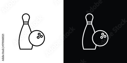 Bowling icon outline and linear vector. outline icon and illustration