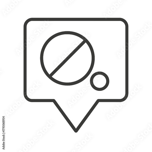 Minimalist circular tablets icon in a square location marker, black outline vector for pharmacy, dietary, and vitamin packaging design.