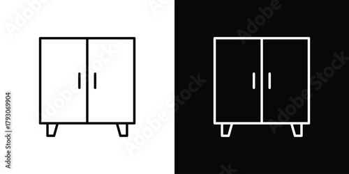 Cabinet icon outline and linear vector. outline icon and illustration