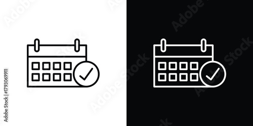 Calendar check icon outline and linear vector. outline icon and illustration