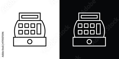 Cash register icon outline and linear vector. outline icon and illustration