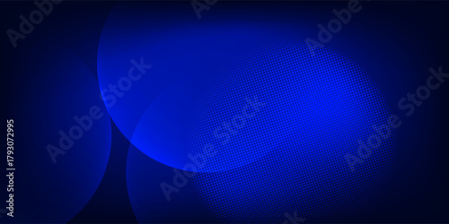 Dark Blue Abstract Background with Circles and Halftone Gradient Design. Modern Trendy design in Vector Illustration