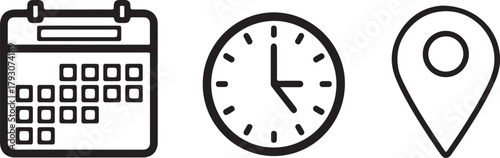 Calendar clock location icons date time