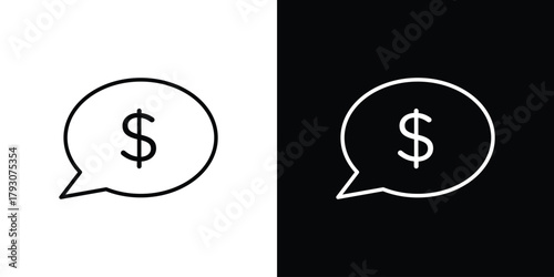 Comment dollar icon outline and linear vector. outline icon and illustration