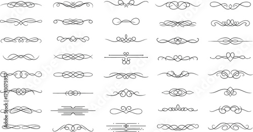 Collection of elegant black decorative flourishes and dividers