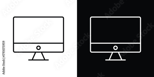 Computer icon outline and linear vector. outline icon and illustration