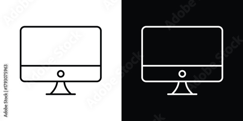 Computer screen icon outline and linear vector. outline icon and illustration