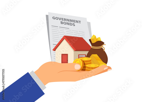 Valuable assets and government bonds stock illustration