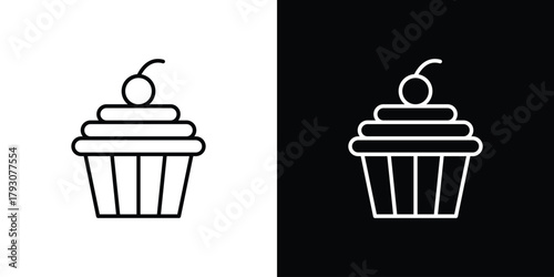 Cupcake icon outline and linear vector. outline icon and illustration