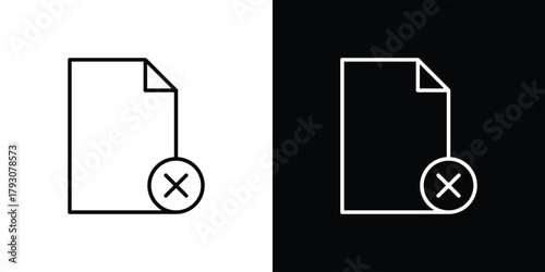 Delete Document icon outline and linear vector. outline icon and illustration