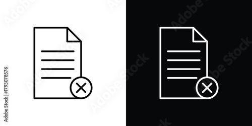 Delete Document icon outline and linear vector. outline icon and illustration