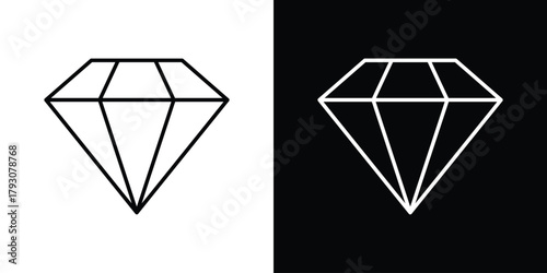 Diamond icon outline and linear vector. outline icon and illustration