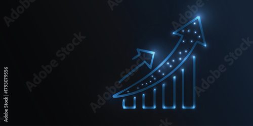 Blue up arrows chart with vibrant blue arrows pointing sharply upward, symbolizing strong market growth and bullish trends. Perfect for trading dashboards and financial reports