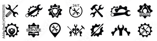 service, repair, tools, wrench, gear, screwdriver, hammer, maintenance, technical, support, icon, symbol, graphic, design, industrial, mechanical, engineering, workshop, construction, industry, 24/7, 