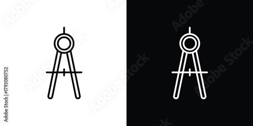 Drafting compass icon outline and linear vector. outline icon and illustration
