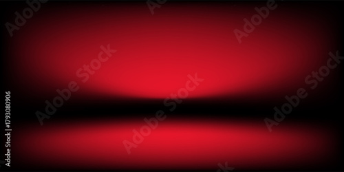 Red studio background. Abstract limbo podium studio room. Dark red gradient wall floor and spotlight scene. Showcase, promotion display. Vector stage mockup illustration