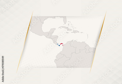 Panama Country Map Featuring National Flag Colors.