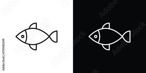 Fish icon outline and linear vector. outline icon and illustration