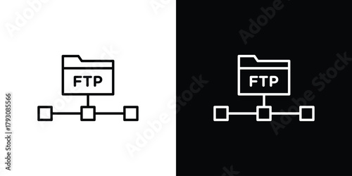 FTP icon outline and linear vector. outline icon and illustration