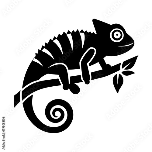 chameleon on a branch vector art
