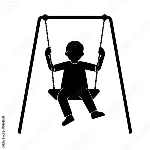 a child swinging on a swing set vector art