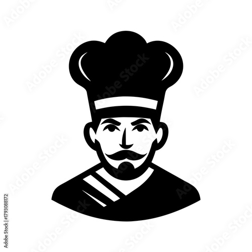 a chef with a toque hat vector art illustration.
