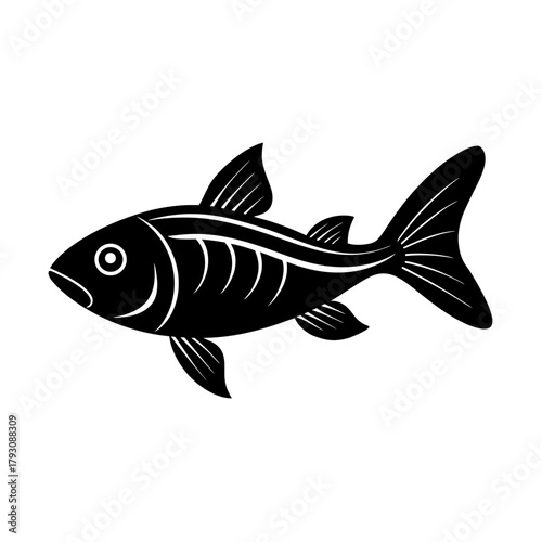 a fish swimming vector art illustration