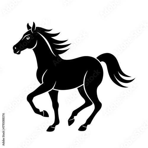 a horse galloping vector art illustration