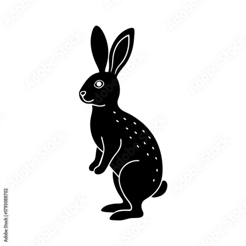 a rabbit standing on its hind legs vector art illustration