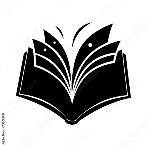 an open book with pages fluttering vector art