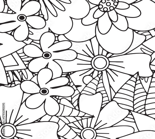 Simple flower coloring pages for adults and kids 