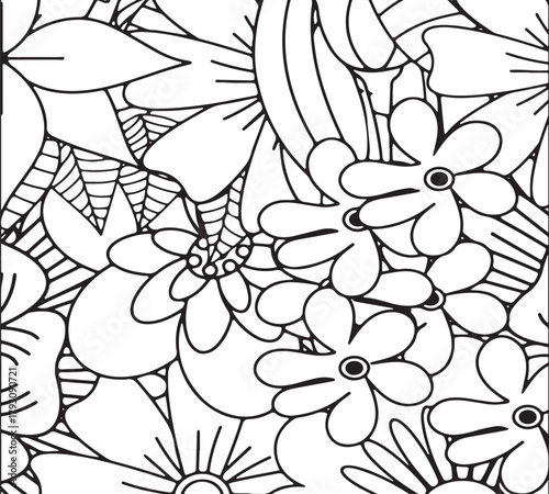 Simple flower coloring pages for adults and kids 