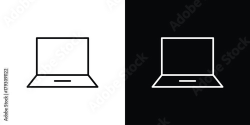 Laptop icon outline and linear vector. outline icon and illustration