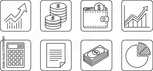 Finance and investment icons for professional presentation