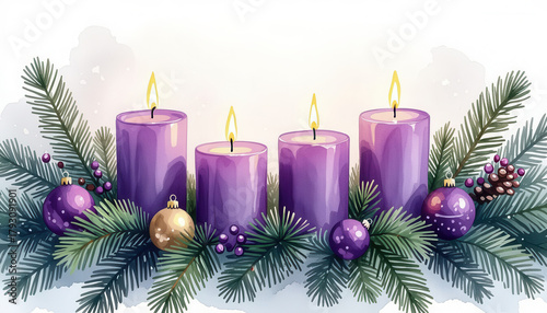 Holiday candles over white
