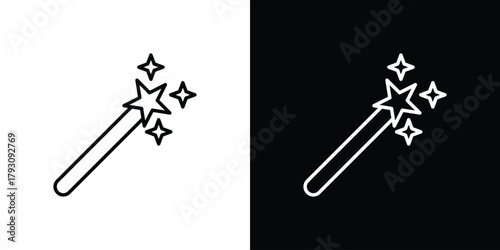 Magic wand icon outline and linear vector. outline icon and illustration