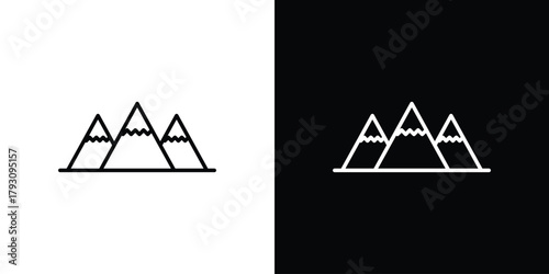 Mountains icon outline and linear vector. outline icon and illustration