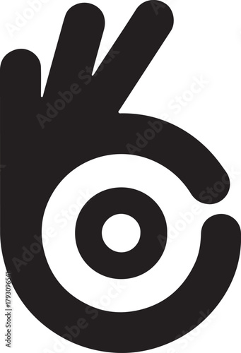 OK Hand Gesture Icon Perfect Sign Approval and Success Vector Logo Glyph