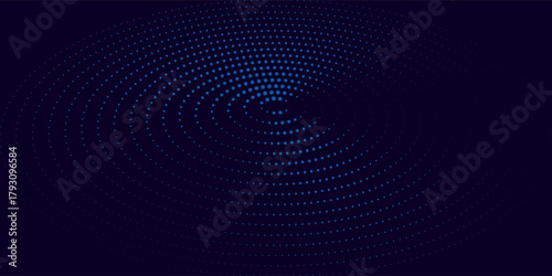Abstract Digital Circles of Particles with Noise. Futuristic Circular Sound Wave. Big Data Visualization. 3D Virtual Space VR Cyberspace. Crypto Currency Concept. Vector Illustration.