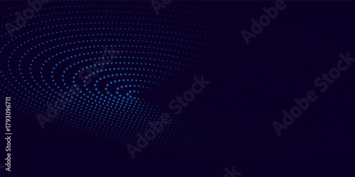 Abstract Digital Circles of Particles with Noise. Futuristic Circular Sound Wave. Big Data Visualization. 3D Virtual Space VR Cyberspace. Crypto Currency Concept. Vector Illustration.