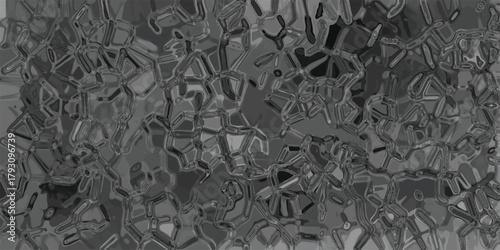 Abstract grayscale textured background with irregular polygonal shapes and dark outlines creating a complex organic pattern resembling cellular structures or fractured glass, perfect for digital